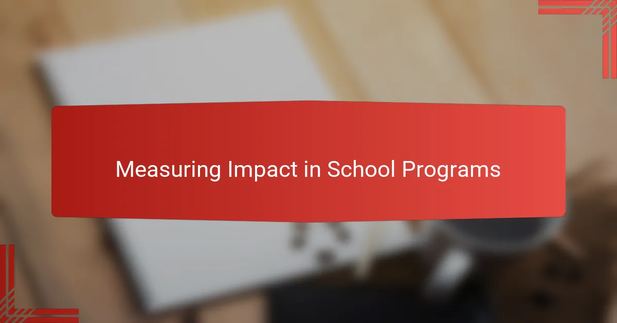 Measuring Impact in School Programs